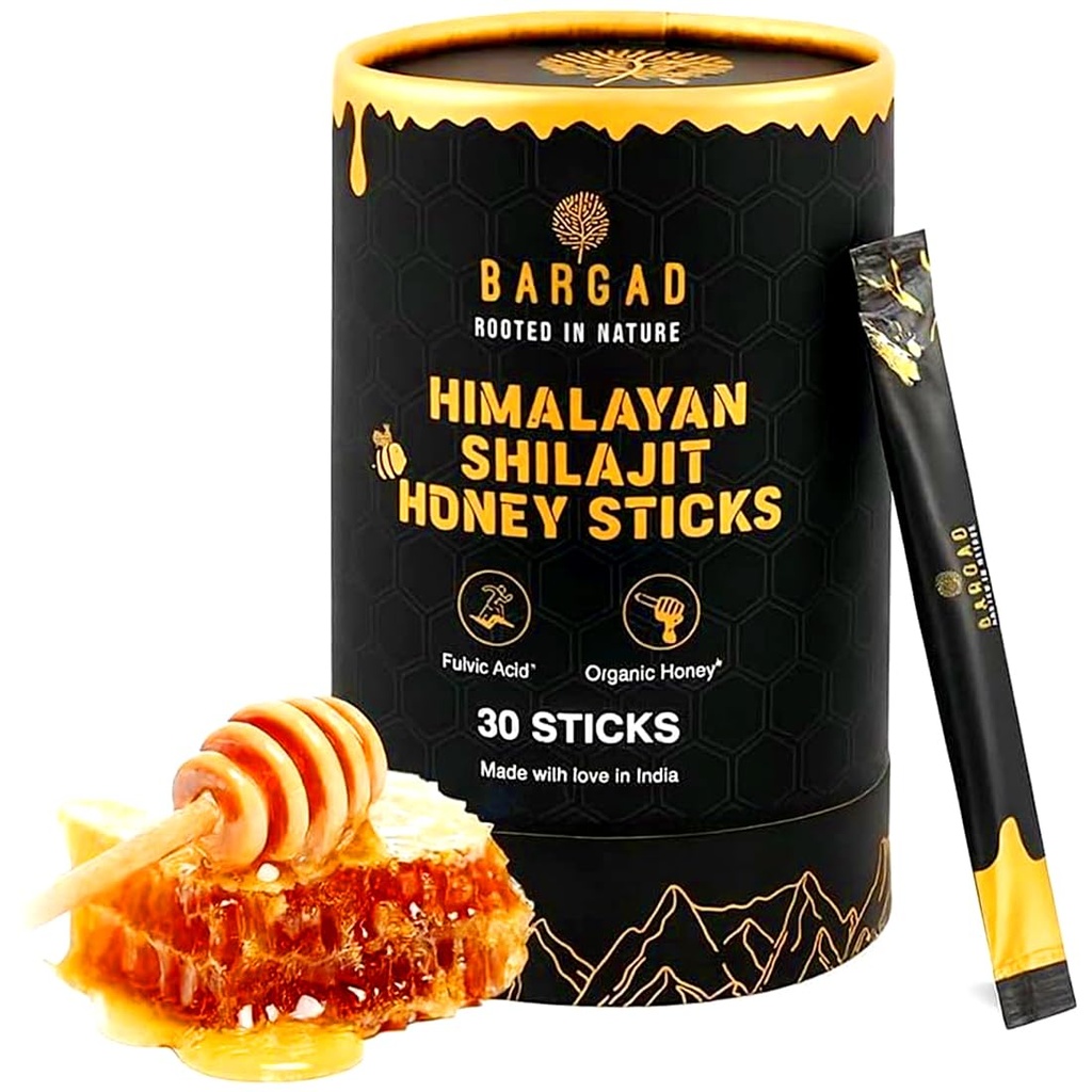 Murni Himalaya Shilajit Honey Sticks dengan Saffron - 30 Count 124; 75% Fulvic Acid, 85 + Trace MinerMinem 124; Natural Energy & Immunity Booster 124; mudah Single - Gunakan Paket