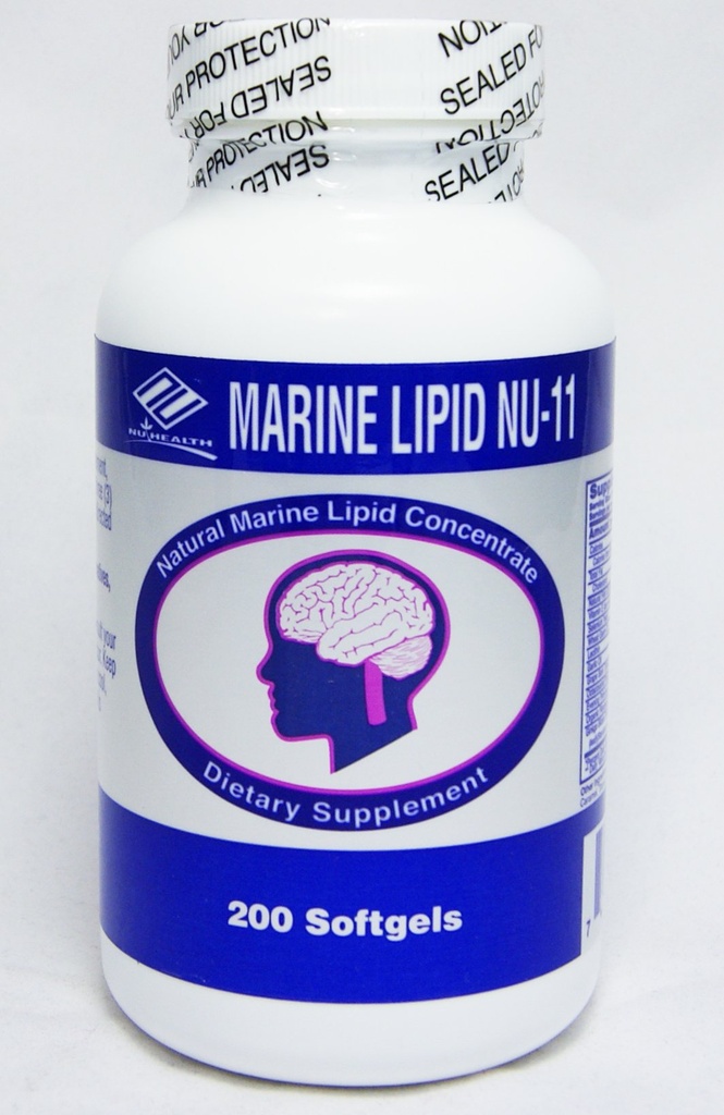 Marine Lipid Nu-11 in 1 Sertakan: Ikan Oil, kedelai Lecithin, Wheat Germ Oil, Selenlum Yeast, Oil Ballic, Grape Bark Extract, Vitamin E, Octacosand Powder, Evening Primross Oil, Ornic Flaxseed Oil, Ginkgo Biloba Extract.