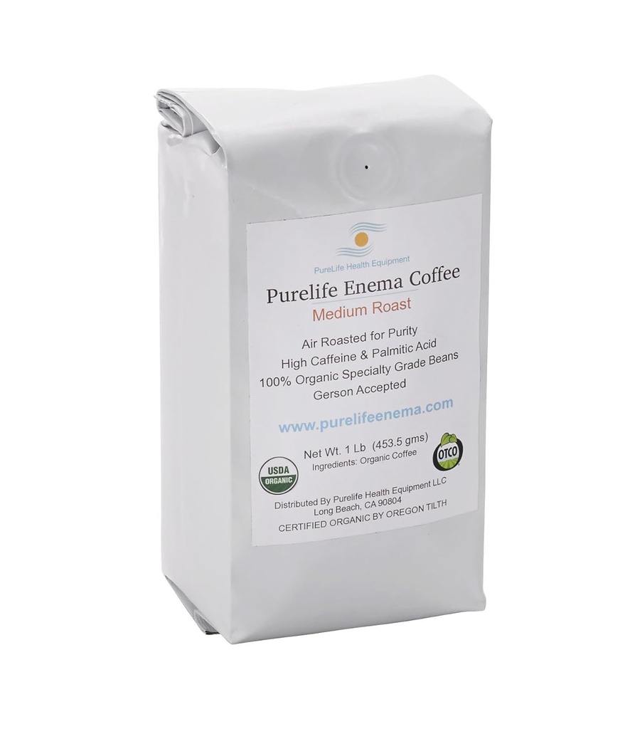 Purelife Organic Enemy Coffee- Medium Air Roast - Lab Tested - Mold / Mycotoxin Free - Disarankan oleh Gerson - Tanah