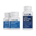 Tambahan Relief OmegaXL - Dukungan Otot Alam, 60 Softgeels (2 Pack) & SleepXL accelerenamin, L- Theanine (Calming), Chamomile, Magnesium & B6 (60 Vegan Capsules)