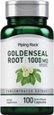 Piping Rock Goldenseal Root Capsules 124; 1000mg 124; 100 Pil: 124; Herbal Suplemen; Konsentrasikan Ekstrak 124; Non-GMO, Gluten Bebas