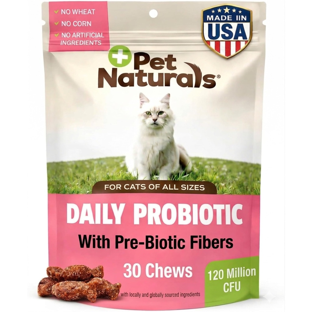 Probiotik Harian Pet untuk Kucing, 30 Chews - Digestif dan Imune Dukungan Tambahan untuk Kucing