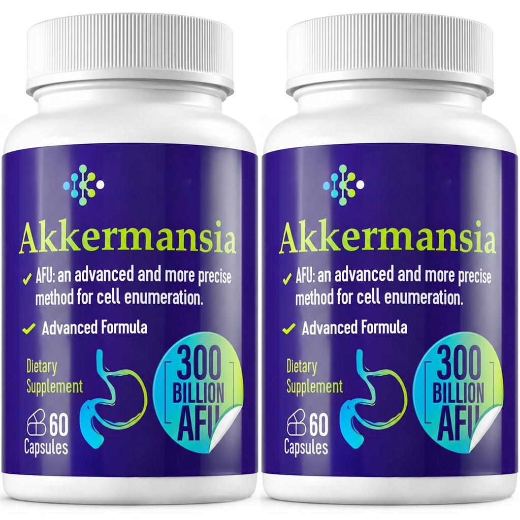 300 Milyar AFLU Akkermansia Probiotic for Women & Men, Akkermansia Muciniphila for More GLP-1 Produksi, Digetical, Gut & Imune, Gut Digetical Lining Fungsi, 120 Count