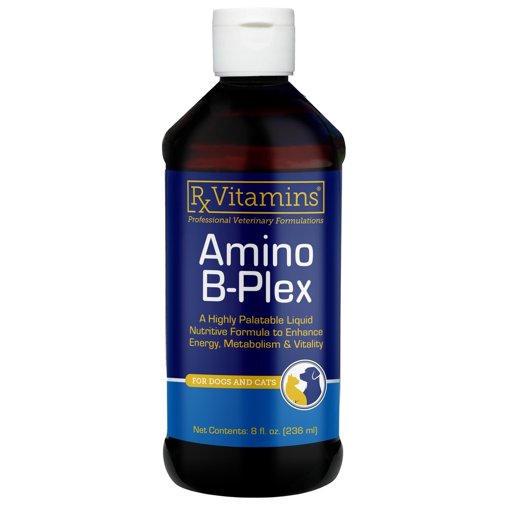 Rx Vitamin Amino B-Plex Cat & Dog Supplement - Vitamin B Liquid Plus Acids Amino for Dogs & Cats - Appetit Booster and Cat & Dog & Boight Gainer - Suplemen & Vitamin & Vitamin - 8 oz