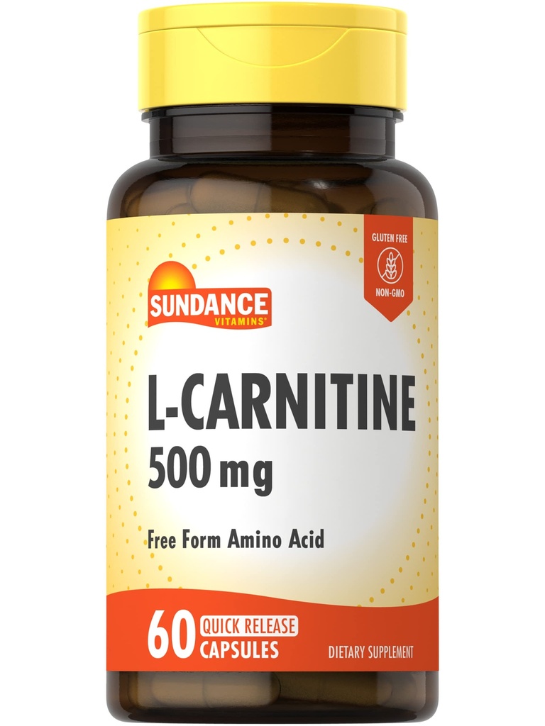 Sundance L- Carnitine Tartrat Suplemen 500mg 124; 60 Capsules 124; Formulir Bebas Amino Acid 124; Non-GMO dan Gluten Pil Bebas