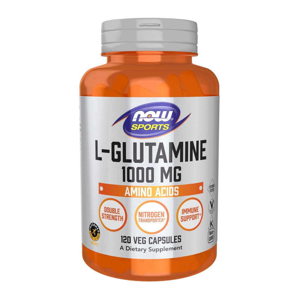 NOW Foods Sports Nutition, L-Glutamine, Double Strength 1,000 mg, Acid, 120 Veg Capsules