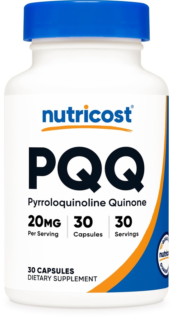 Nutricost PQQ (Pyrrrroloquinoline Quinone) 20mg, 30 Capsules - Vegetarian Capsules, Non-GMO, Gluten Free