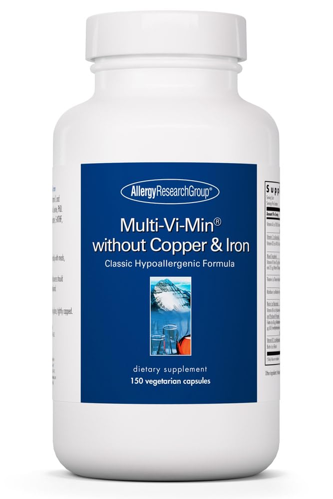 Grup Penelitian Alergi Multi- Vi- Min Without Copper & Iron - Multivitamin for Men & Women, Mineral Complex, Aktif Nutrients, dengan Iodin - 150 Count