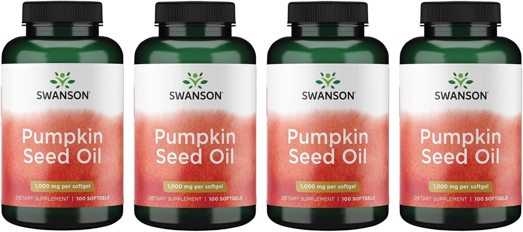 Swanson Pumpkin Seed Oil - High Biovailable EFAs - (100 Softgel Kapsul, 100mg Masing-masing) 4 Pack