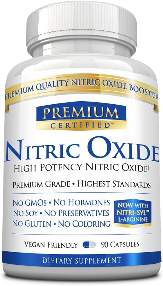 Nitric Oxide Premium - 1680 mg L-arginine Blend, AAKG, AKIC, Mono & Malate - Vegan Friendly - 90 Kapsul - 1 Bulan Supply