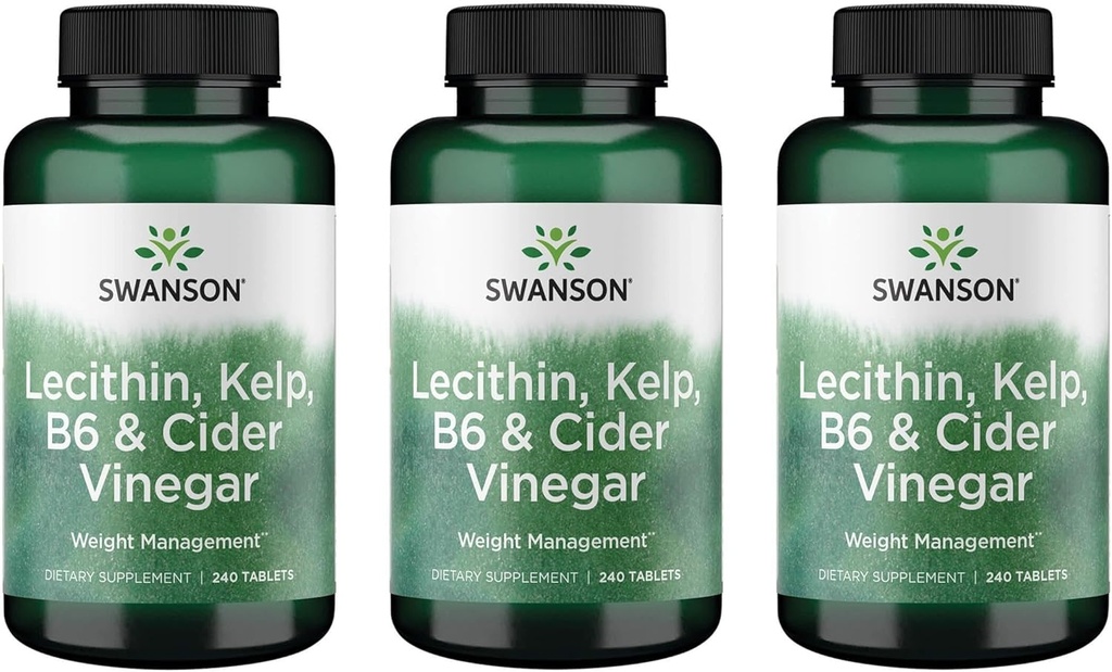 Swanson Lecithin Kelp B-6 & Cider Vinegar 240 Tab (3 Pack)