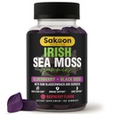Irish Sea Moss Gummies dengan Elderberry & Black Seed Oil - Overall Wellness Dukung 124; Rich in Vitamin, Raspberry Flavor 124; 60 Gummies