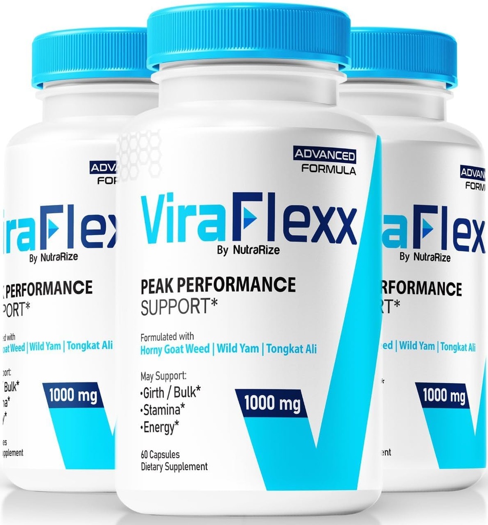 NutraRize (3 Pack ViraFlexx untuk Pria, Pro Kapsules, Performance Pria Dukungan 500mg, Semua Suplemen Dieter Natural untuk Mendukung Seluruh Kesehatan, Review Vira Flexx (180 Capsules)