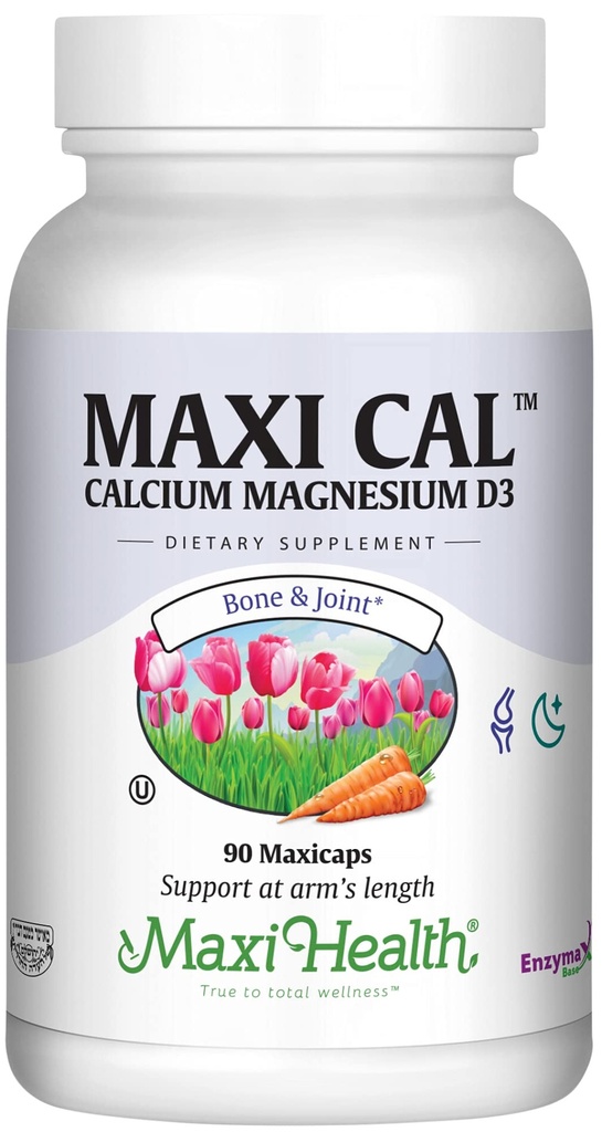 Maxi Health Calcium 1000 mg Suplement with Vitamin D3 (1000 IU) and Magnesium (500 mg) - Bone, Teeth and Joint Support for Men and Women - 90 Capsules