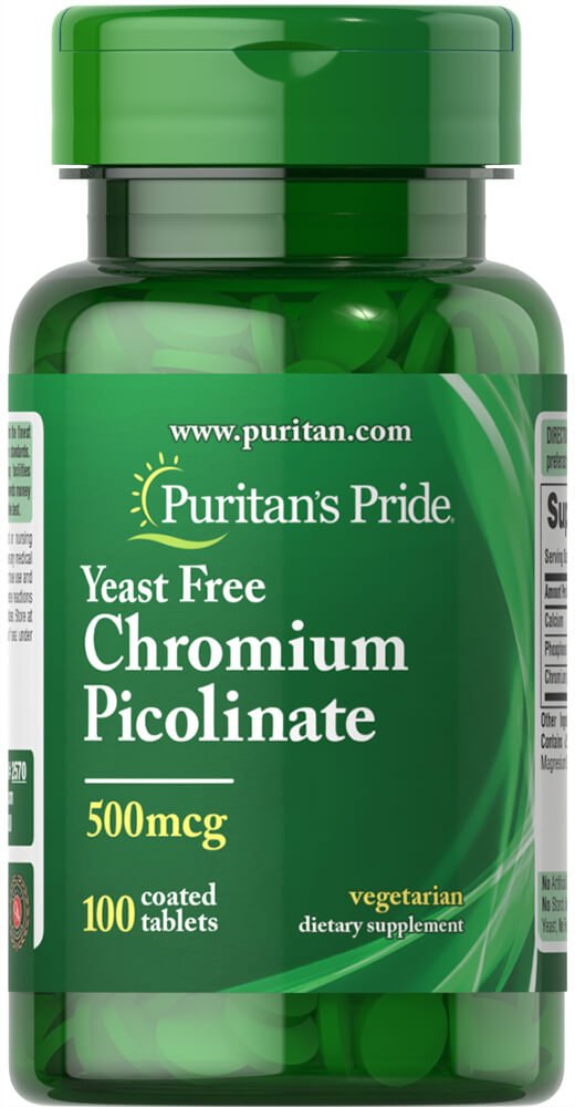 Puritan Pride Chromium Picolinate 500 Mcg Yeast Free, 100 Count