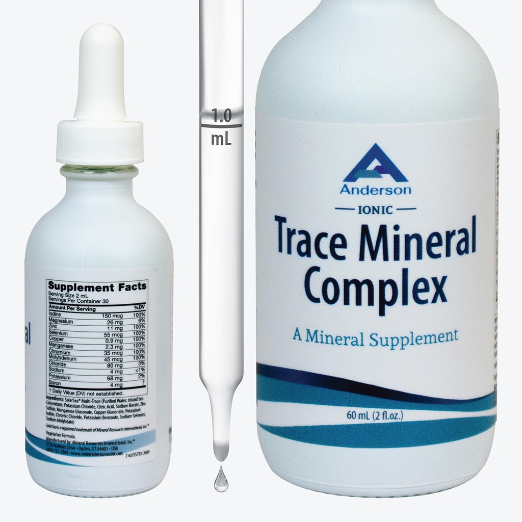 Trace Mineral Complex 124; Full Spectrum Minements 124; Ionic Liquid Drops for Water 124; Electrolites, Hydration Suppplemen 124z 2 flf Glass Bottle