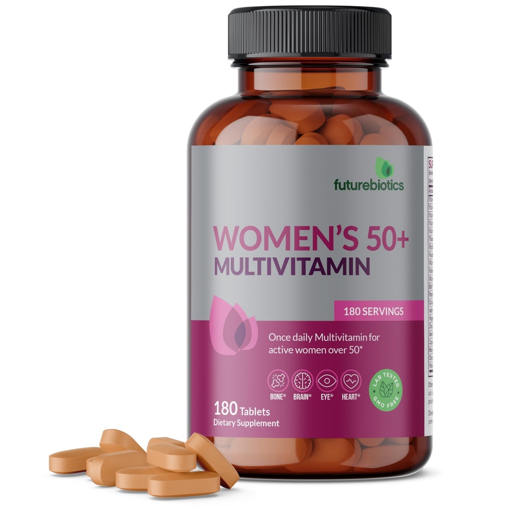Futuregrance Women 's 50 + Multivitamin Once Daily Multivitamin for Active Women Lebih dari 50, Non- GMO, 180 tablet