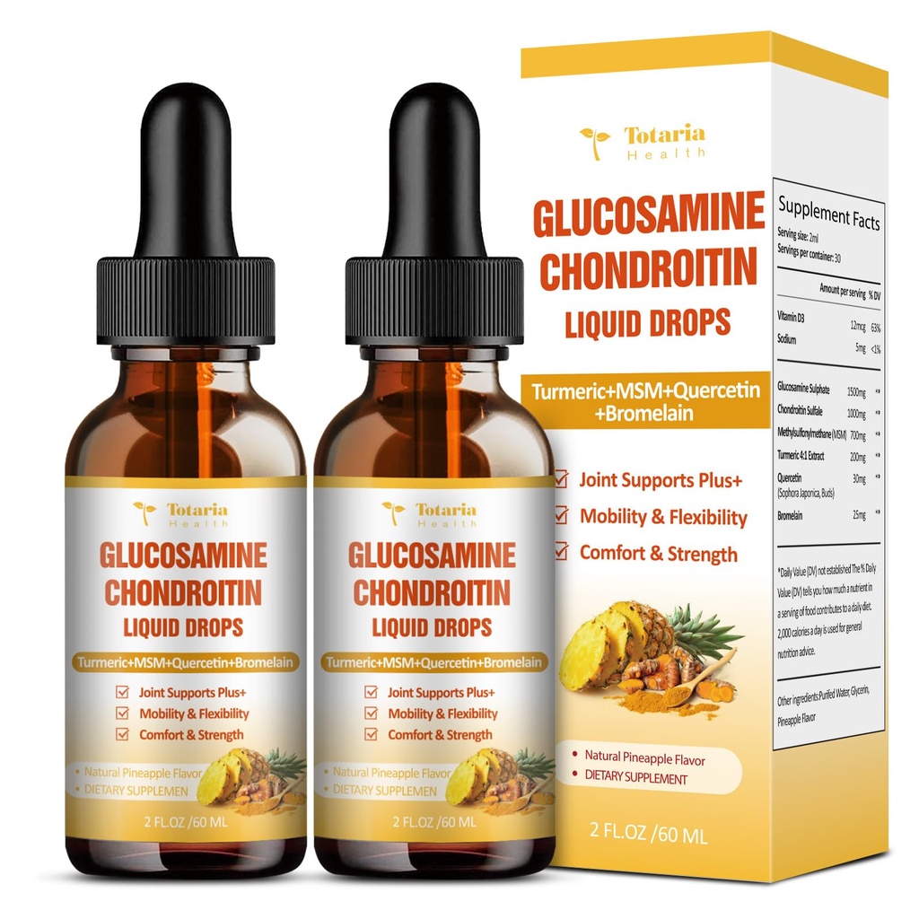 (2 Paket) Glucosamin Chondroitin MSM Dukungan Kesehatan Gabungan - Chondroitin Sulfate Sumeric Sumeric Turmeric, Quercetin, Bromelain, MSM Minyak