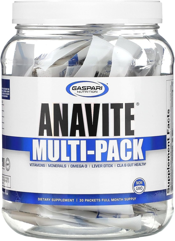 Nutrition Gasparation Anavite, Full Spectrum MultiVitamin Packs, Anavite Multivitamin, CLA, Omega 3, Proven Gut, and Proven Liver Detox, All in 1 (30 Servings, 5 in 1 Multivitamin Pack)