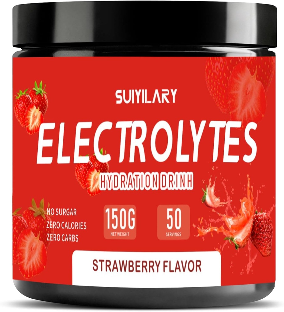Electrolytes powder No Sugar No Carbs, Keto Daily Electrolite Drink Mix, Potasium & Salt Hydration Powder Electrolite Zero Calorie Sugar Free Electrolite Pounder, Strawberry 50 Servings