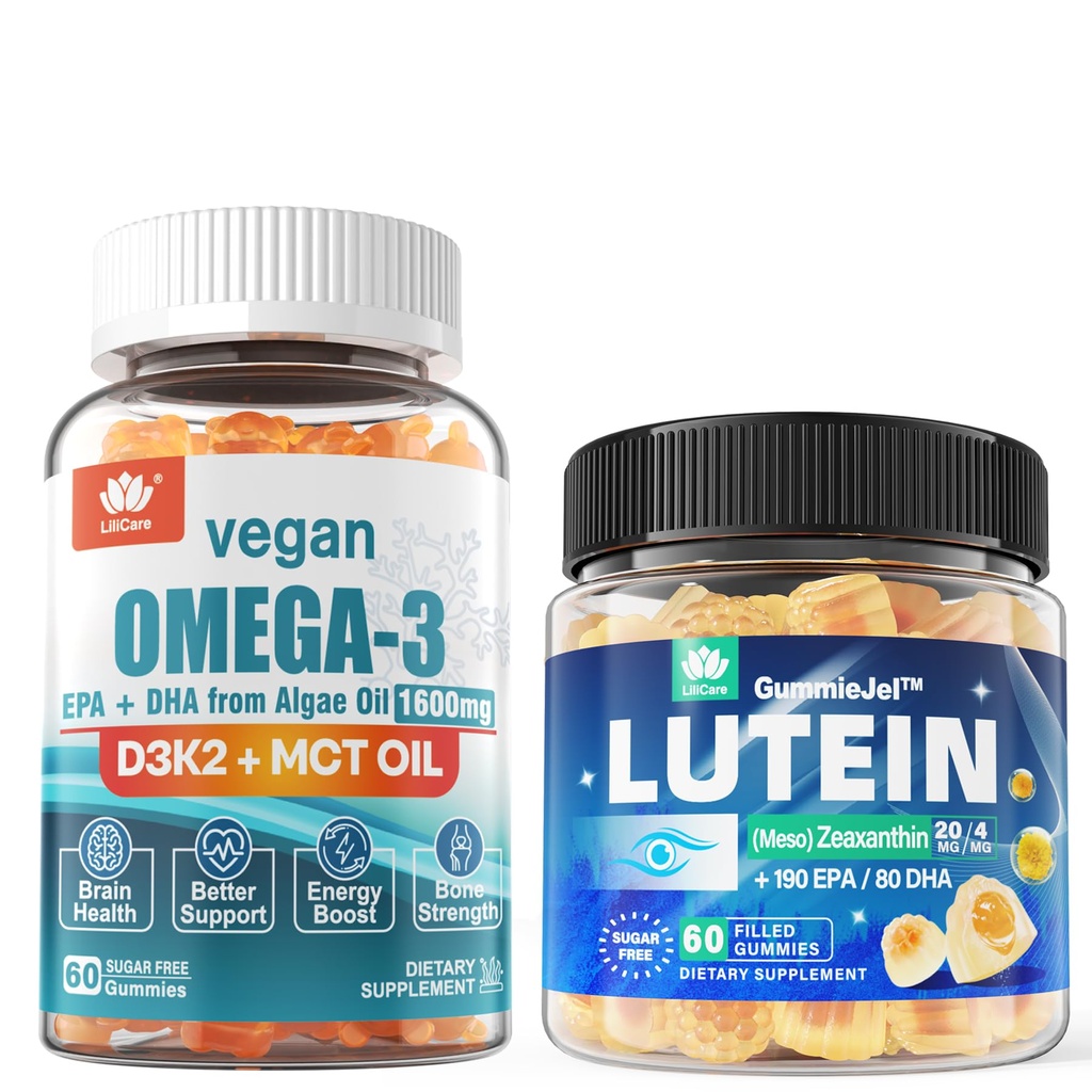Gula Free Lutein 20mg 40mg & Vegan Omega3 Gummies 1280mg