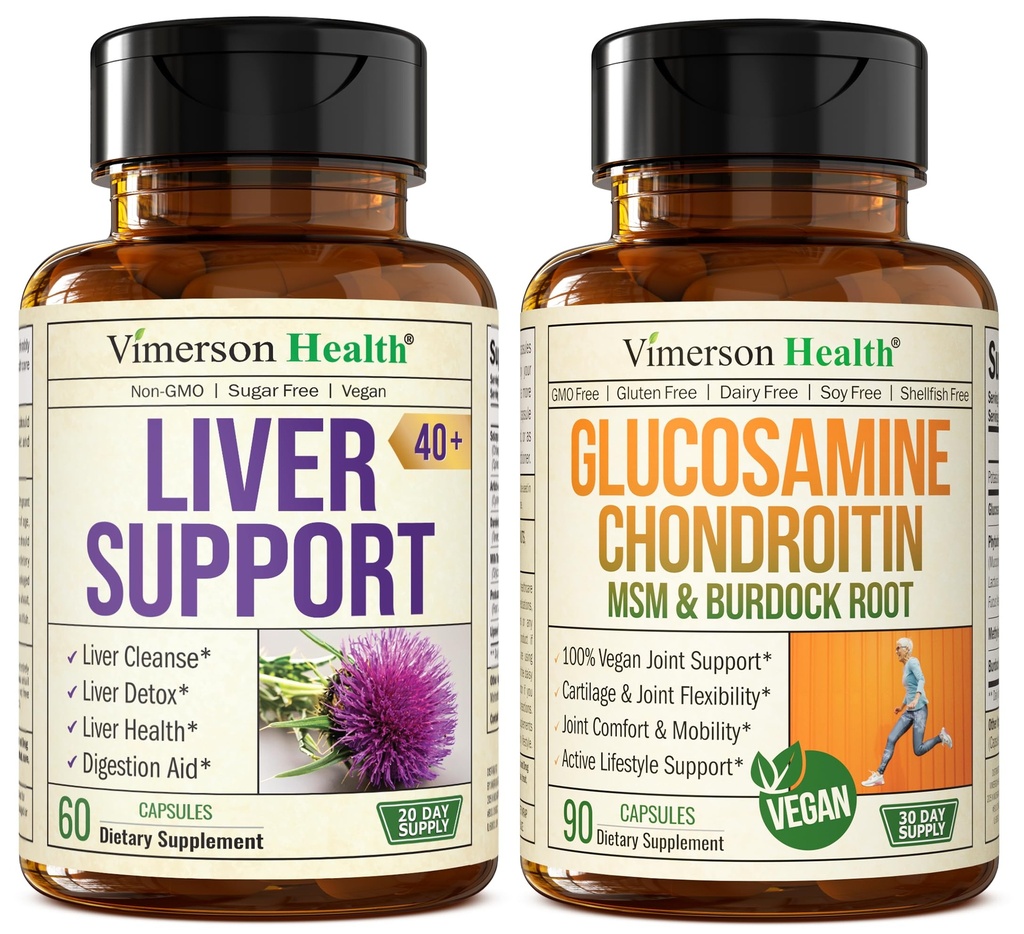 Liver Cleanse Detoks & Repair Suplemen Thistle Milk & Vegan Glucosamin Chondroitin MSM Joint Suppplemen