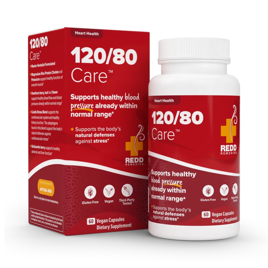 Redd Remedies, 120 / 80 Care, Heart Health and Natural Blood Support, 60 Vegan Capsules