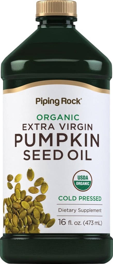 Piping Rock Pumpkin Oil Organik Dingin Menekan 126; 16 Fl Oz 124; Tambahan Virgin, Non-GMO, Gluten Free Suplemen