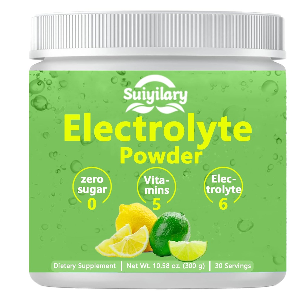 Electrolytes Powder No Sugar, Electrolyte Drink Mix, 5 Vitamin & 6 Electrolites, Keto Friendly, Potoria & Salt, Sugar Free Hydration Powder, Lemon Flavour 300g