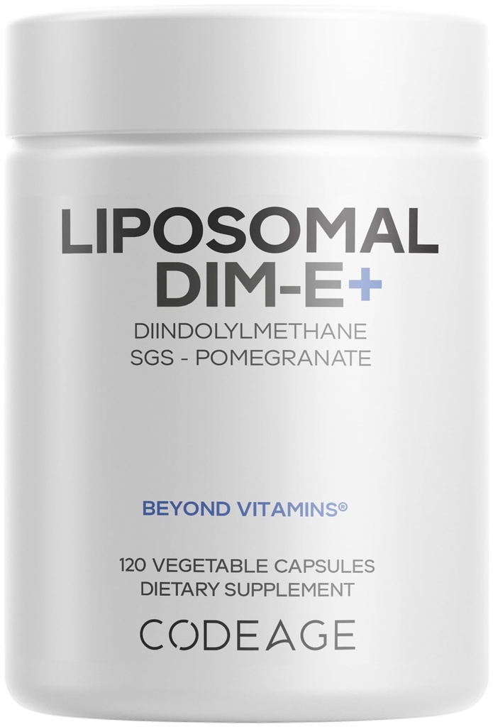 Codeage Lipomal Dimm Suplemen - 4 Bulan Supply dari DiM Vitamin dan SGS, Pocaciate, Brokoli, Vitamin E Imomer Tocherol Alpha Beta Gamma Delta - Lipomal Formula - Gluten- Free - 120 Capsules