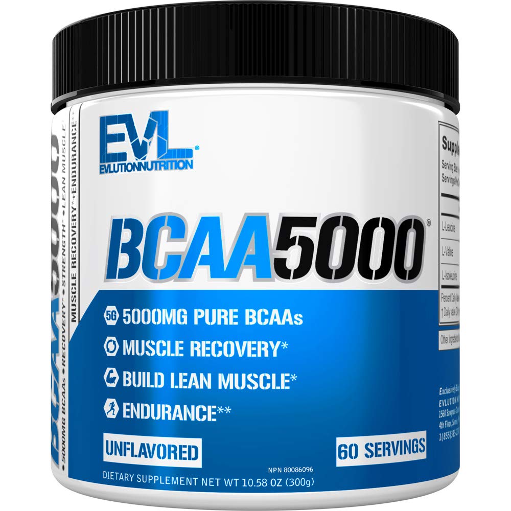 EVlution EVL BCAAs Amino Acids Powder - BCAA Powder Post Recout Drink and Stim Free Pre Workout Energy Powder - 5g Branched Chain Amino Accids Suplemen untuk Pria - Powder Unflashed