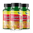 Amerika Medic & Science Rapid-C 1000mg Vitamin C Tambahan (3 Paket 100 Tablet) Energi Booster, Dukungan Sistem Ammune Harian, Antioksidant 14; Vegan, Non- GMO Berlapisan Ascorbic Acid untuk Pria & Perempuan