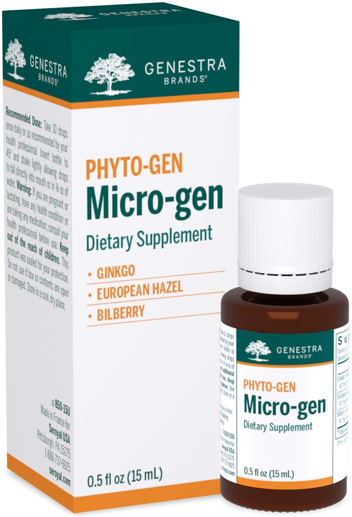 Genestra Brands Micro-gen 124; Gingko, European Hazel, dan Bilberry Herbal Supplemen 12.4; 0.5 F.