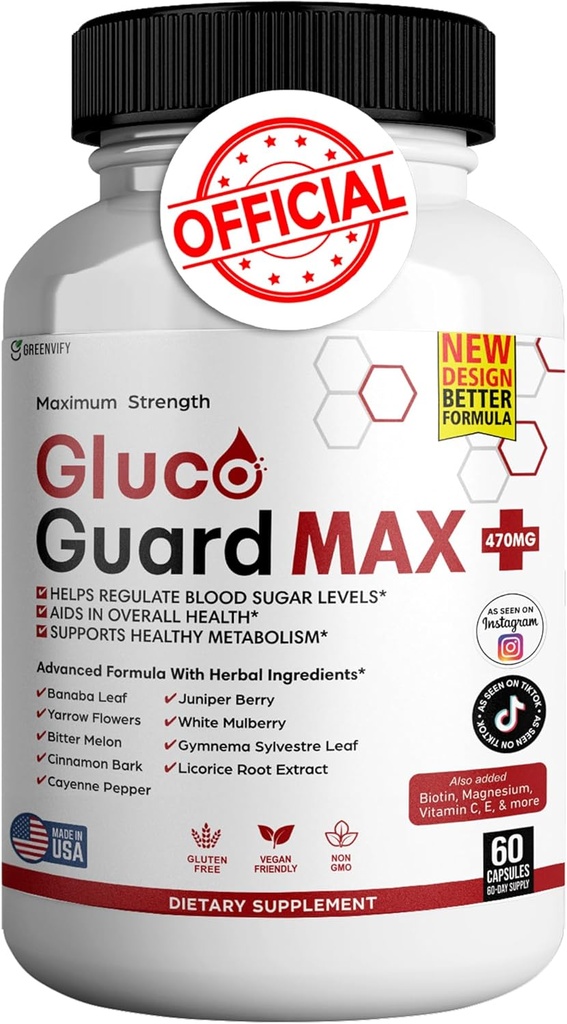 Gluco Guard Max Daily Wellness Suppport Suplemen dengan Vitamin, Mineral, Herbs - Chromium, Magnesium, Banaba, Bitter Melon, dan Zinc - Non-GMO, Gluten- Free - 60 Kapsul