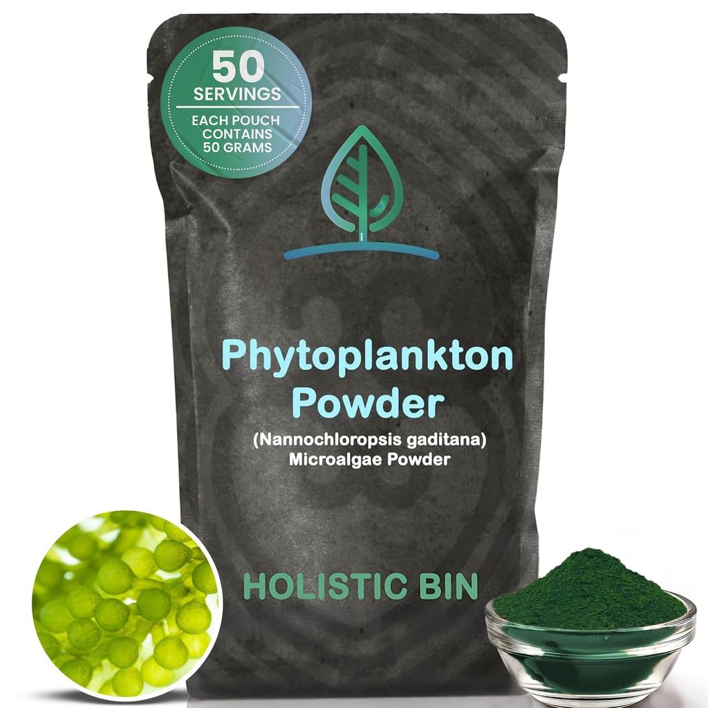 Holistic Bin Marine Phytoplankton Powder - Yang Terkembang di Nordic Green Water Farm - Nutrient-Dera-3 Superfood - Kaya di Amino Acids, Chlorophill, Vitamin & Trace Mineral - 50 Grams