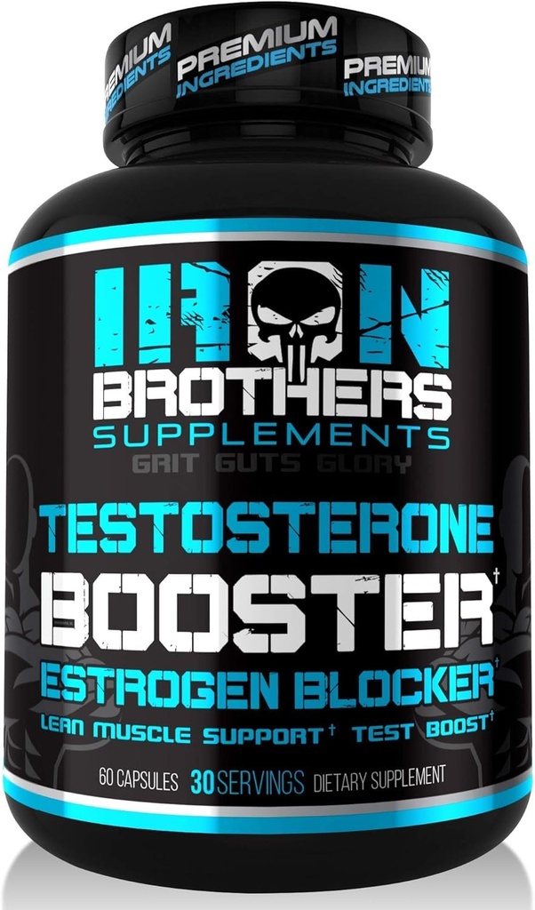 Testosteron Booster for Men with Estrogen Blocker - Natural Antistrogen Suplement to Increase Libido & Power - Boost Muscle Growth & Weight Los - Indole 3 Carbinol & Tribulus -60 Capsules