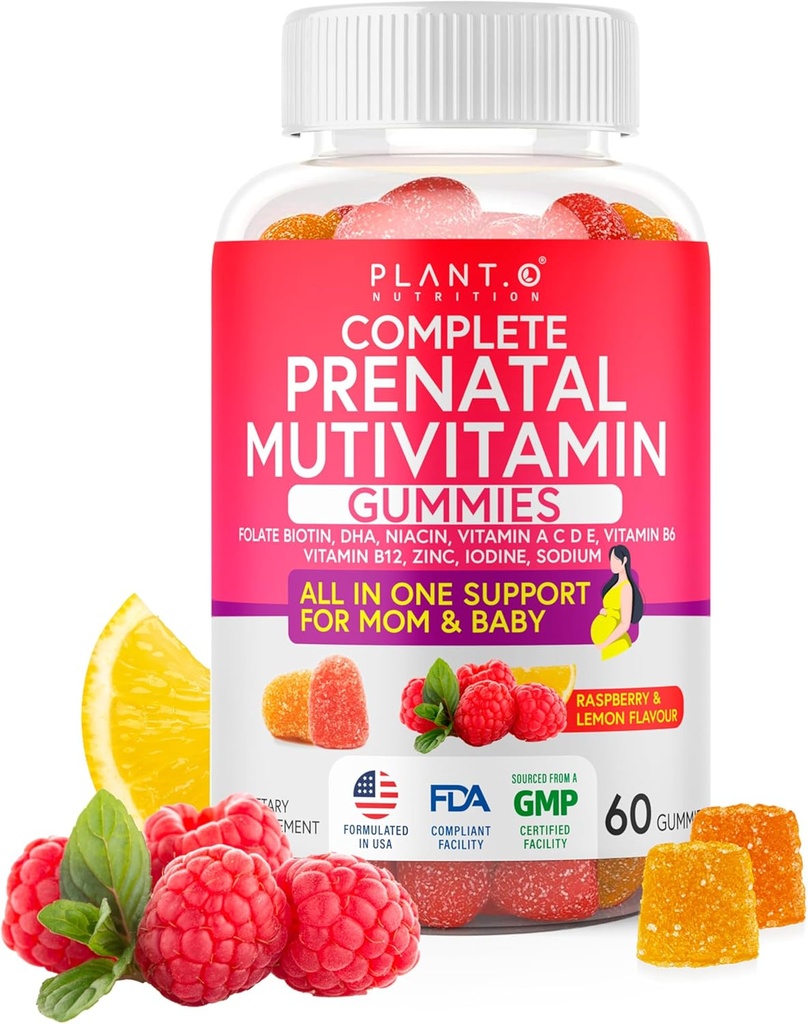 Prenatal Gummies for Women with DHA, Folate, Vitamin B C D D124; Delicious Multivitamin Blend for Fetal and Neural Dupport, Bones, Energy & Imunity Selama Pregnancy