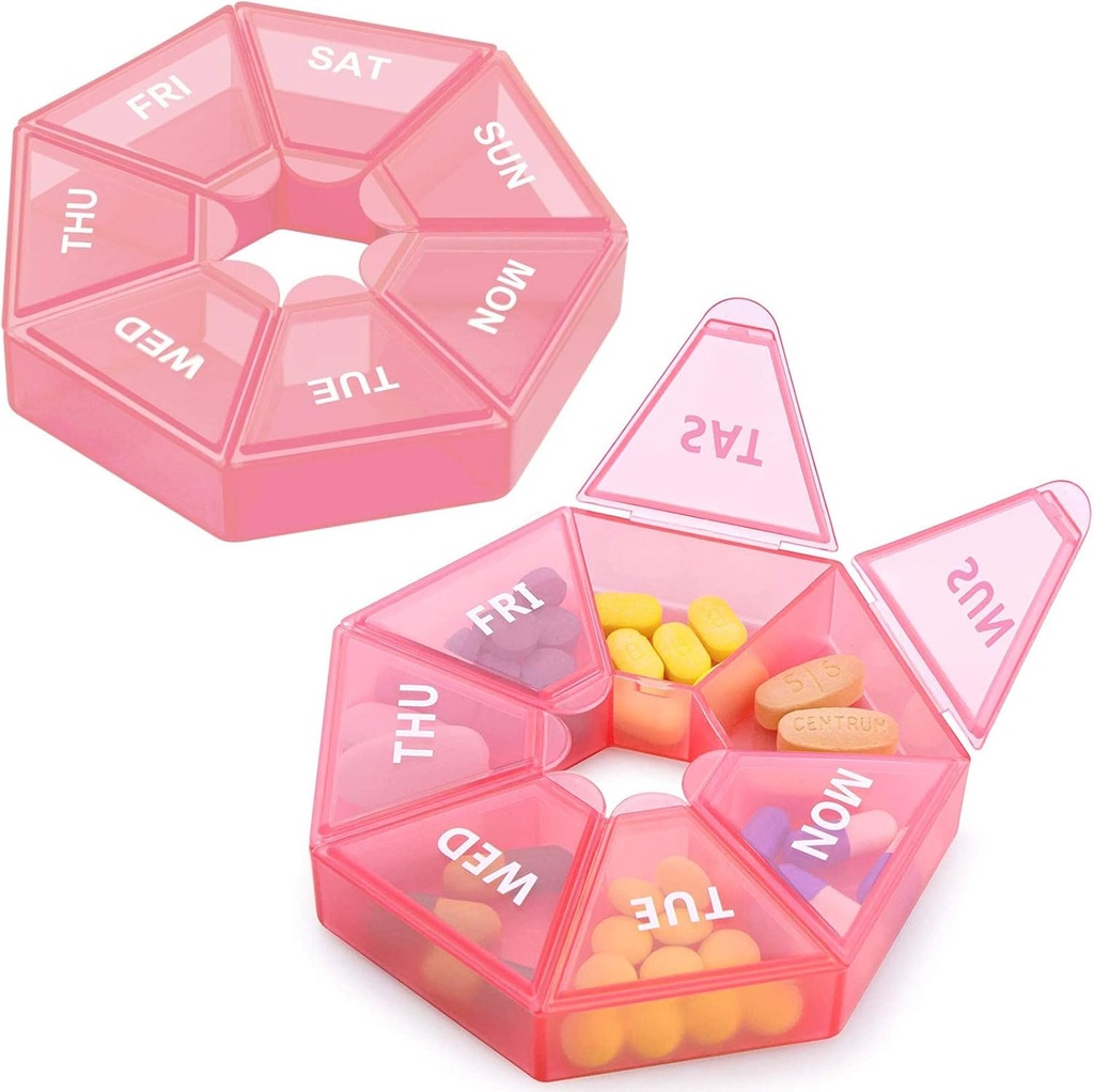 2PCS Weekly Pill Organizer Large 7 Day Box Pill Box Organizer Daily Medicine Case for Vitamin Fish Oil Pil Arthritis Friendly