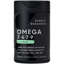 Penelitian Olahraga ® Vegan Omega 3-6-7-9 - 1200 mg dari Multi- Spectrum Omega Fatty Acids Disertifikasi Non-GMO Formula dengan Sea Buckthorn & Borage Oil - 90 Veggie Softgels