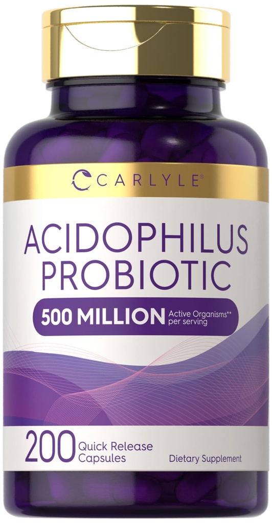 Carlyle Acidoblicus Probiotic Capsules for Women and Men 124; 500 Juta CFU 124; 200 Pil-124; Lacnaillus Suppplemen 124; Non-GMO dan Gluten Free