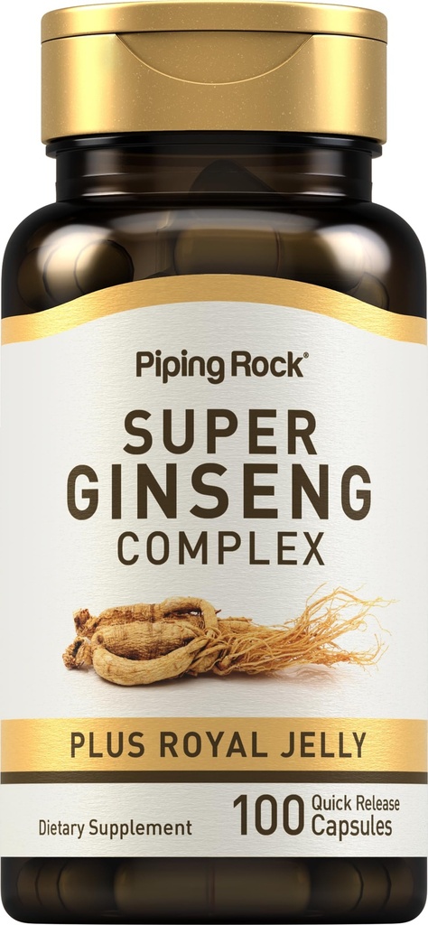 Piping Rock Ginseng Complex Capsules 124; 100 Count 124; dengan Royal Jelly 12.4; Non-GMO, Gluten Free Suplemen