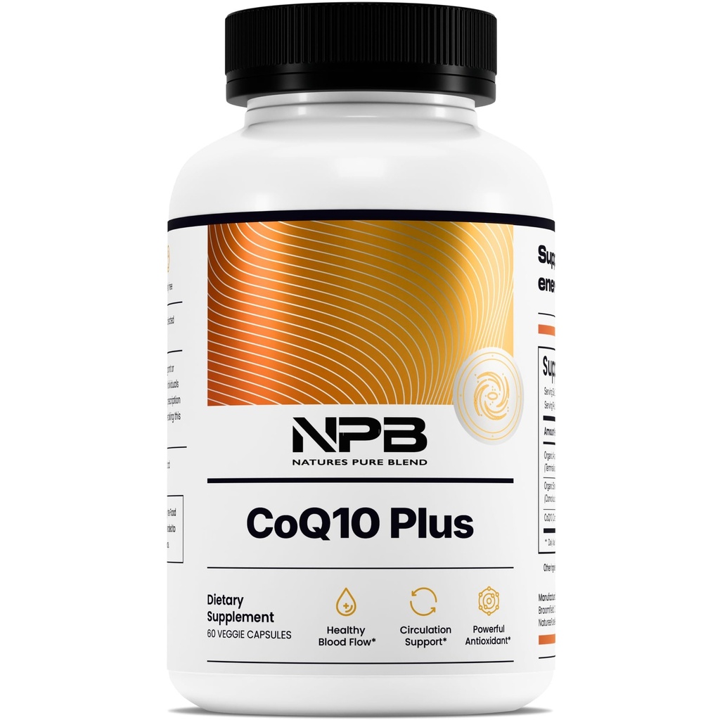 Nature 's Pure Blend CoQ10 Plus - Antioksidant Formula dengan Arjuna & shanhpuspi - CoQ10 Ubiquinol untuk Circulation, Blood Flow & Energy - Koenzim Q10 Suplemen untuk Sistem Imune - 60 Kapsul