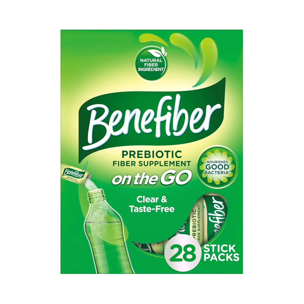 Benefiber On The Go Prebiotic Fiber Powder for Digetical Health, Daily Fiber Powder, Unflashted Powder Placks - 28 Sticks (3.92 Ounces)