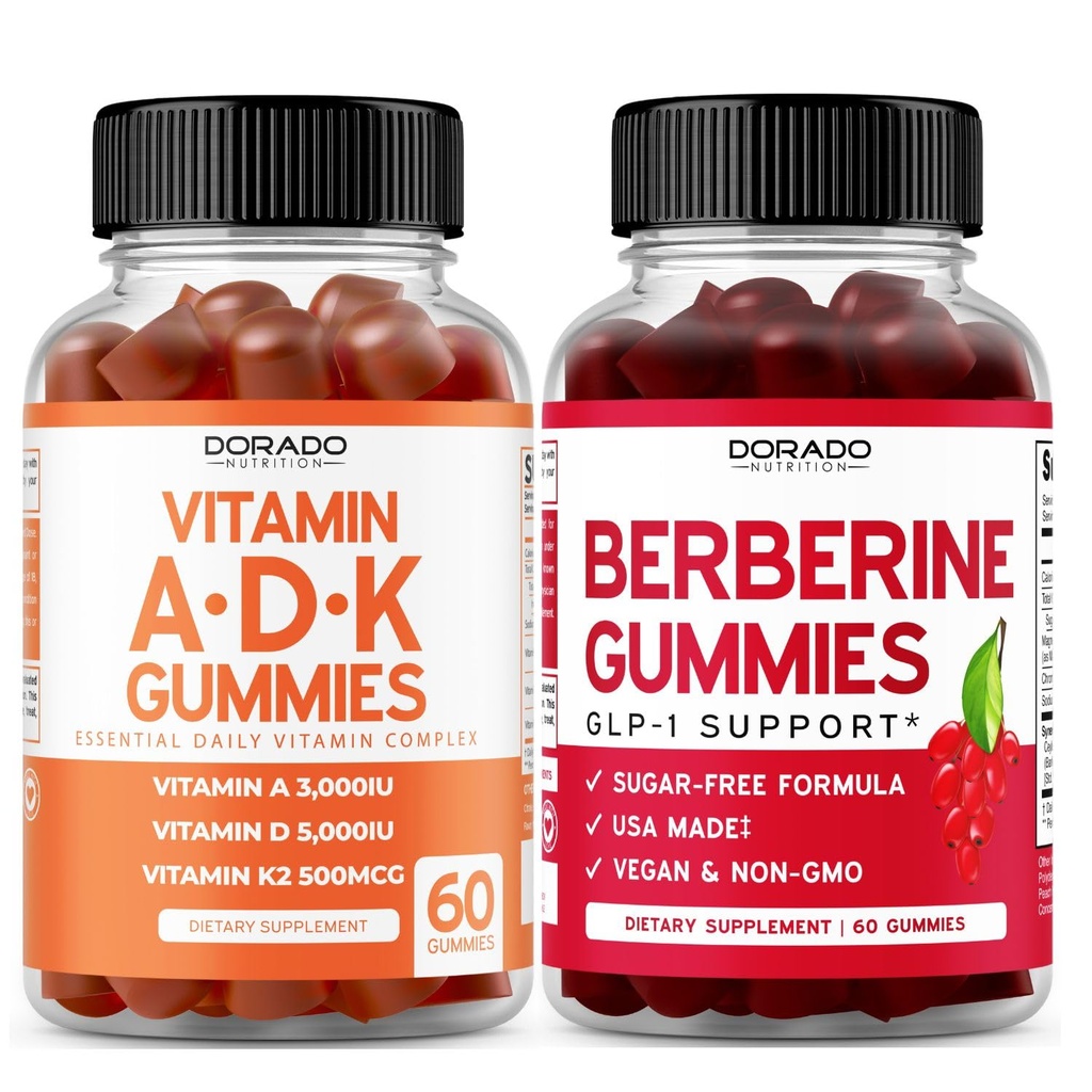 ADK Gummies Vitamin D3 K2 (60 Gummies) Sugar Free Vitamin D3 - Suplemen D & K - 10 Vegan - Berberine Gummies dengan Cinnamon Ceylon untuk Dewasa - Non GMO & dibuat di Amerika Serikat