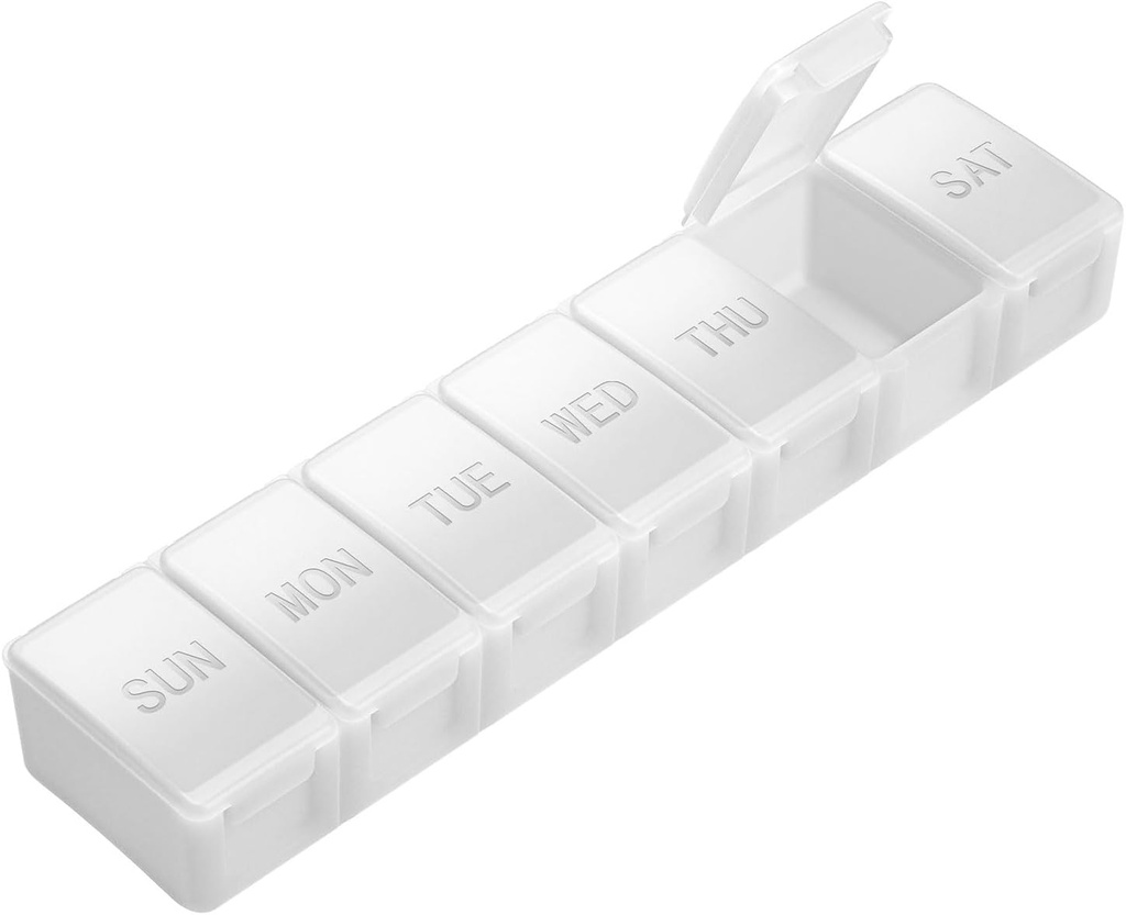 Extra Large Pill Organizer Weekly, KAPENN Kotak Kasus Pill Besar Kompartemen Kapasitas, 7 Hari Penakluk Obat-obatan Persediaan Vitamin Ikan, Putih