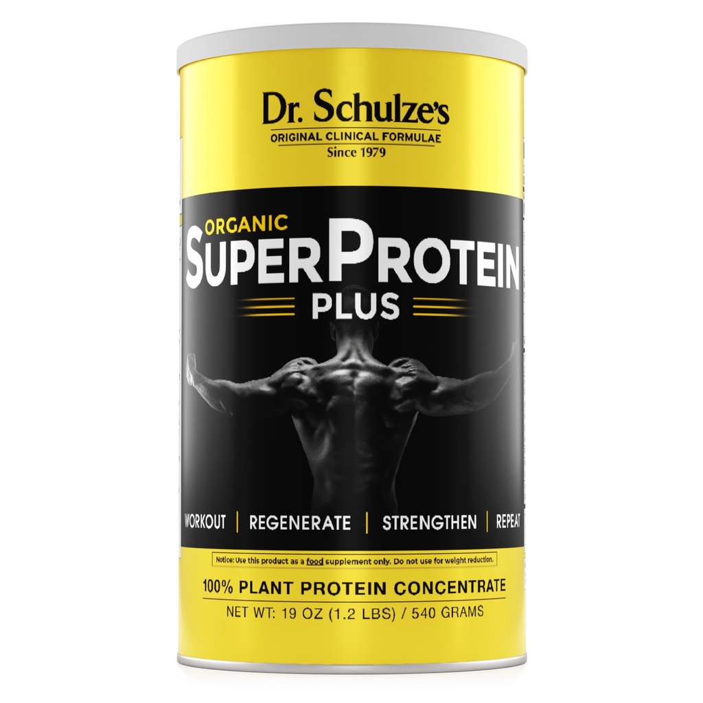 Dr. Schulze 124; SuperProtein Plus 124; 100% Pembangkit Protein Konsentrat 124; Mix Organic Mix 126; Vitamin B12 & Spirulina 124; Tambahan Dietary 124; Membangun Muscle Kuat 124; Perbaikan Permasyarakatan Enhance 124; 19 Oz.