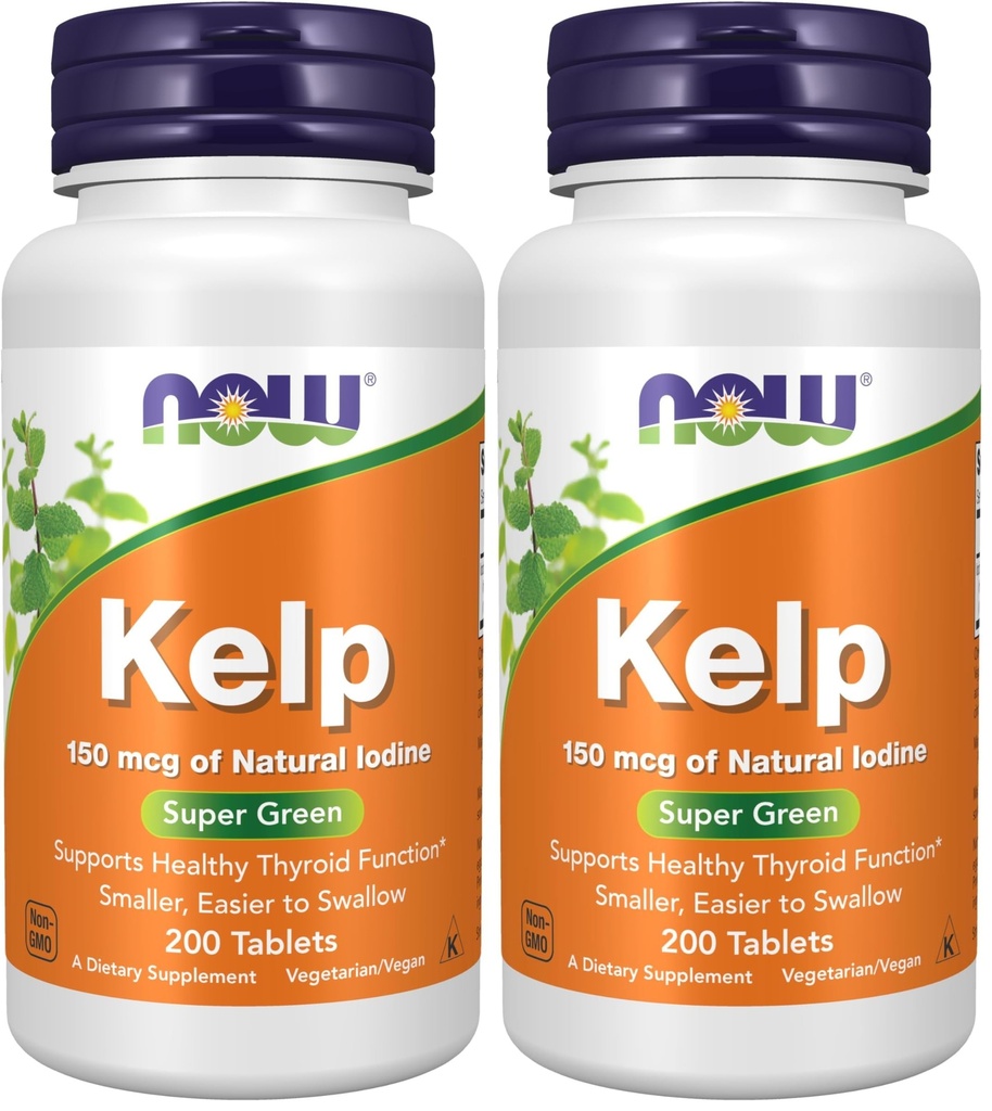 Suplemen SEKARANG, Kelp 150 mcg dari Iodin Natural, Mudah untuk Swallow Tablet, Super Green, 200 Tablet (Paket 2)