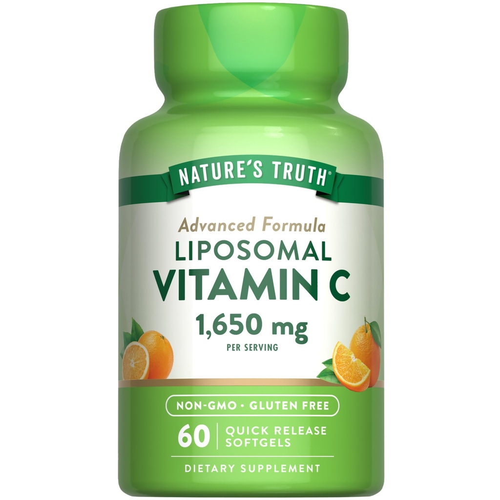 Nature 's Truth Lipomal Vitamin C 124; 1650mg 124; 60 Softgels 124; Non-GMO & Gluten Free Suplemen