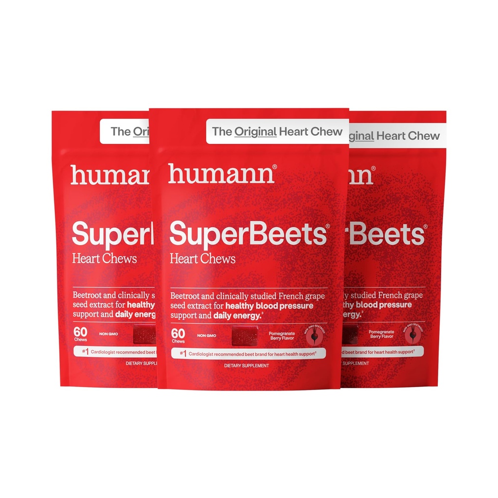 Dukungan Tekanan Darah dan Oksida Nitric dan Darah HumanN SuperBeet, Ekstrak Benih Grape & Non- GMO Beet Root Energy, Peat Berry Flavor, 180 Count