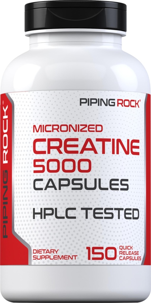 Piping Rock Creatine Monohydrate Capsules 124; 5000mg 124; 150 Pills 14; Micronized Suplemen untuk Pria dan Wanita: 124; Non-GMO, Gluten Bebas